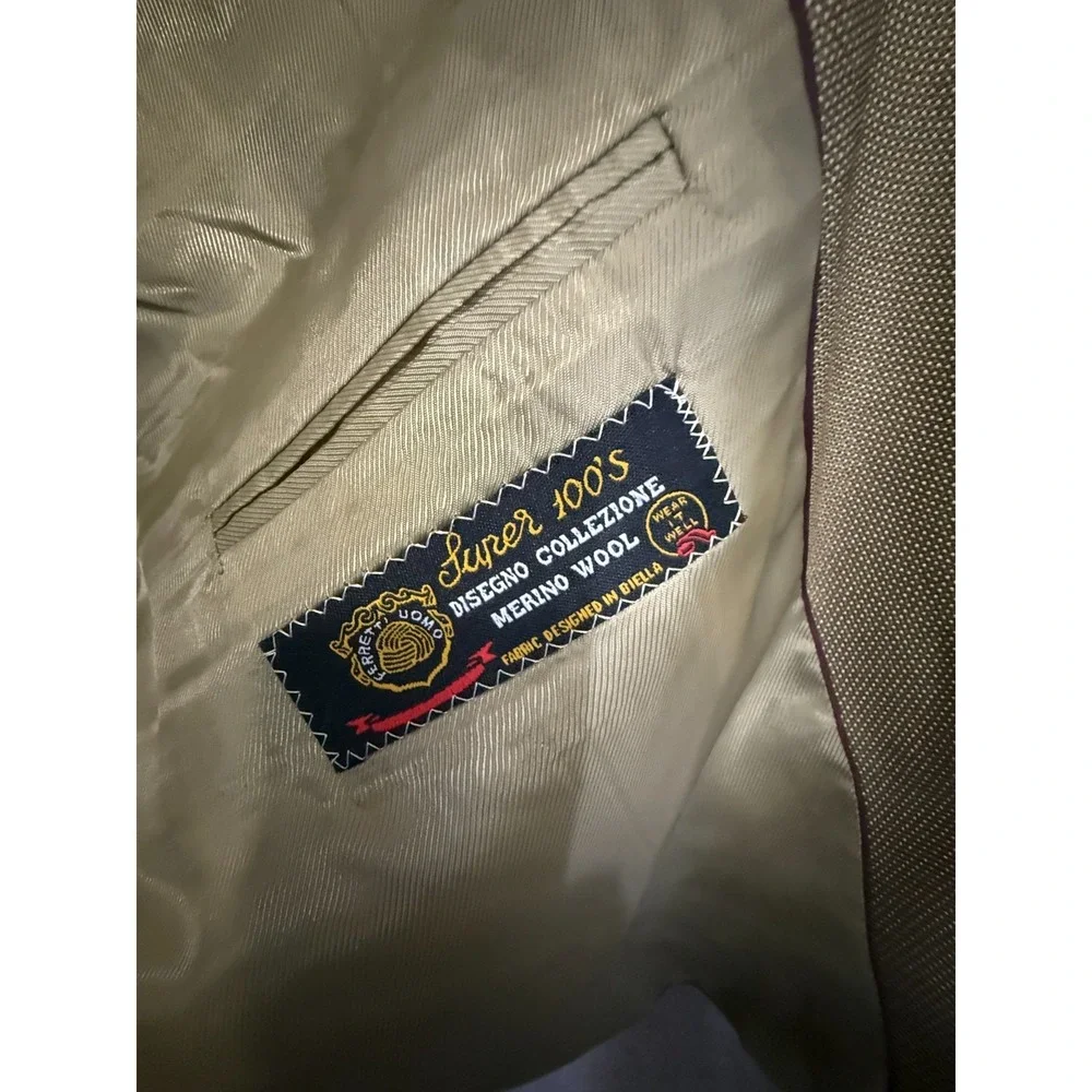 Ferretti Uomo Suit Men's 46 R Jacket 43L Pants Italian Gold Merino Wool NWT $199